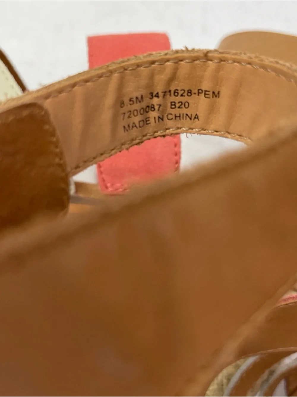 Frye & Co Heels Size 8.5M Suede Ankle Strap Espadrille Peach Multi‎